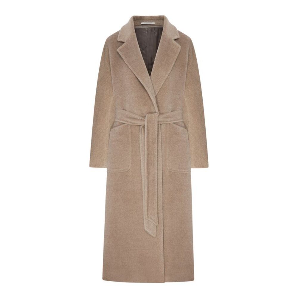 Tagliatore Women Long Beige Belted Coat